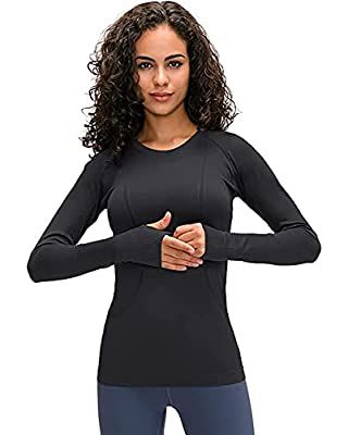 LUYAA Women's Workout Tops Long Sleeve Shirts Yoga Sports Breathable Gym Athletic Top Slim Fit   ... | Amazon (US)