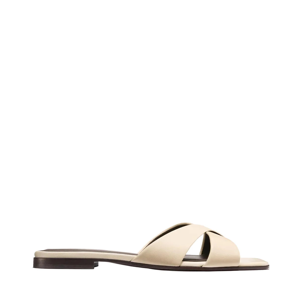 The Selene Flat Sandal in Ivoire Nappa | Over The Moon