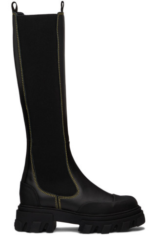 Black Cleated High Chelsea Boots | SSENSE