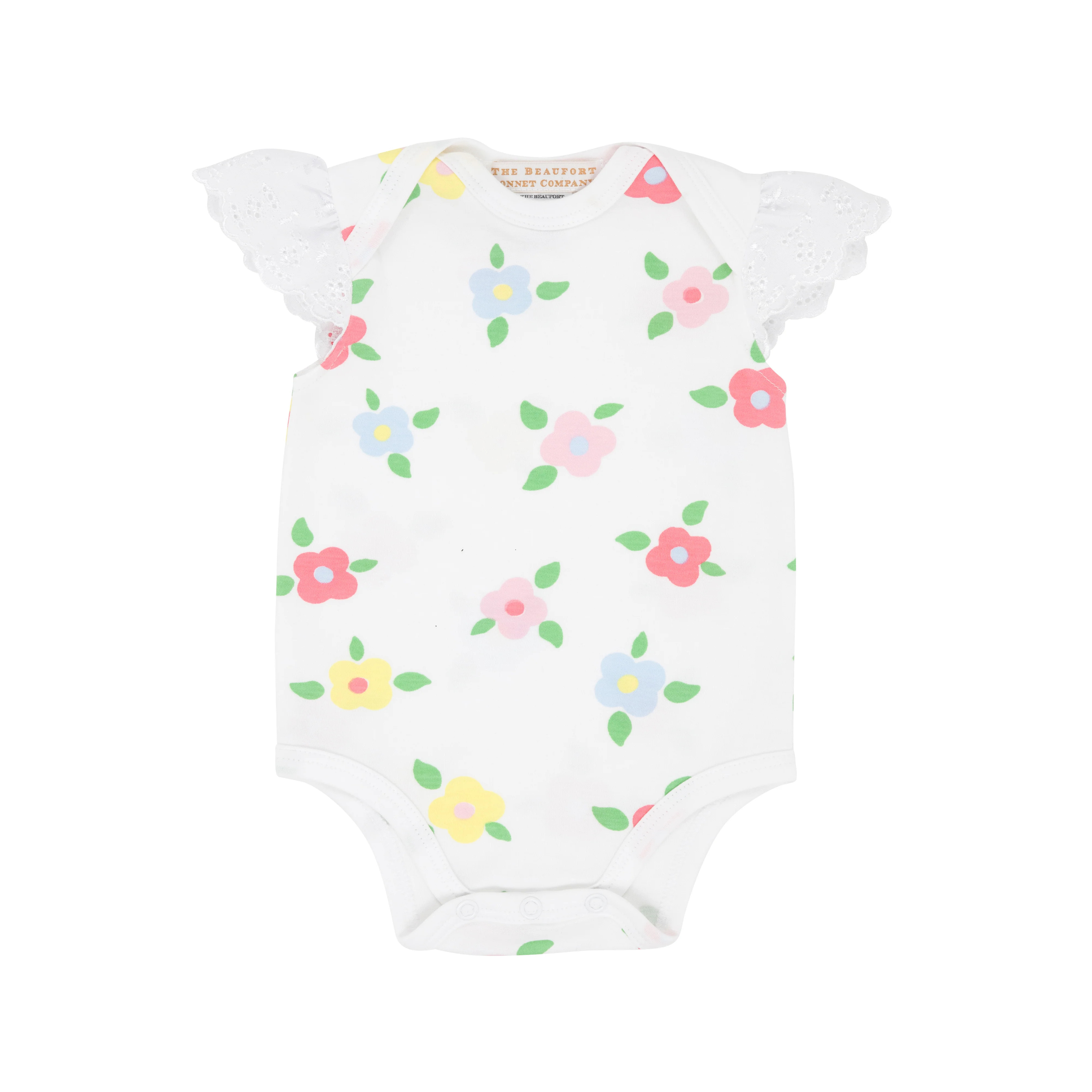 Wendy Onesie - Little Gasparilla Garden with Worth Avenue White Eyelet | The Beaufort Bonnet Company