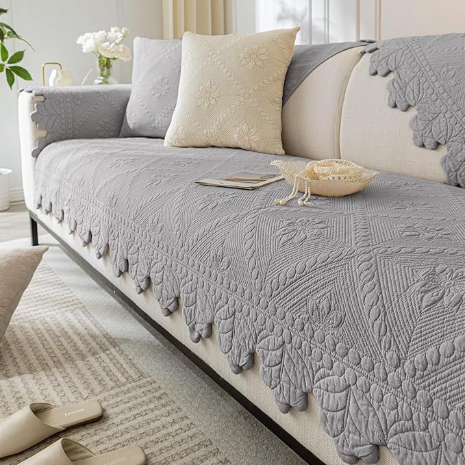 Cotton Quilted Dog Couch Cover for Sofa Farmhouse Rustic Embroidery Sectional Couch Cover Soft An... | Amazon (US)