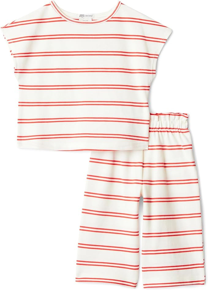 Amazon Essentials x Sofia Grainge Toddlers and Baby Girls' Cotton Pique Short Sleeve T-Shirt & Pa... | Amazon (US)
