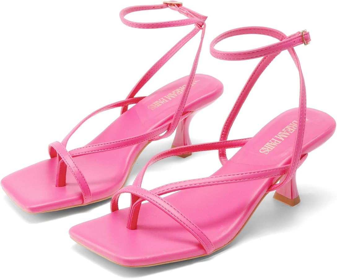 DREAM PAIRS Women's Dressy Thong Kitten Heel Sandals | Amazon (US)