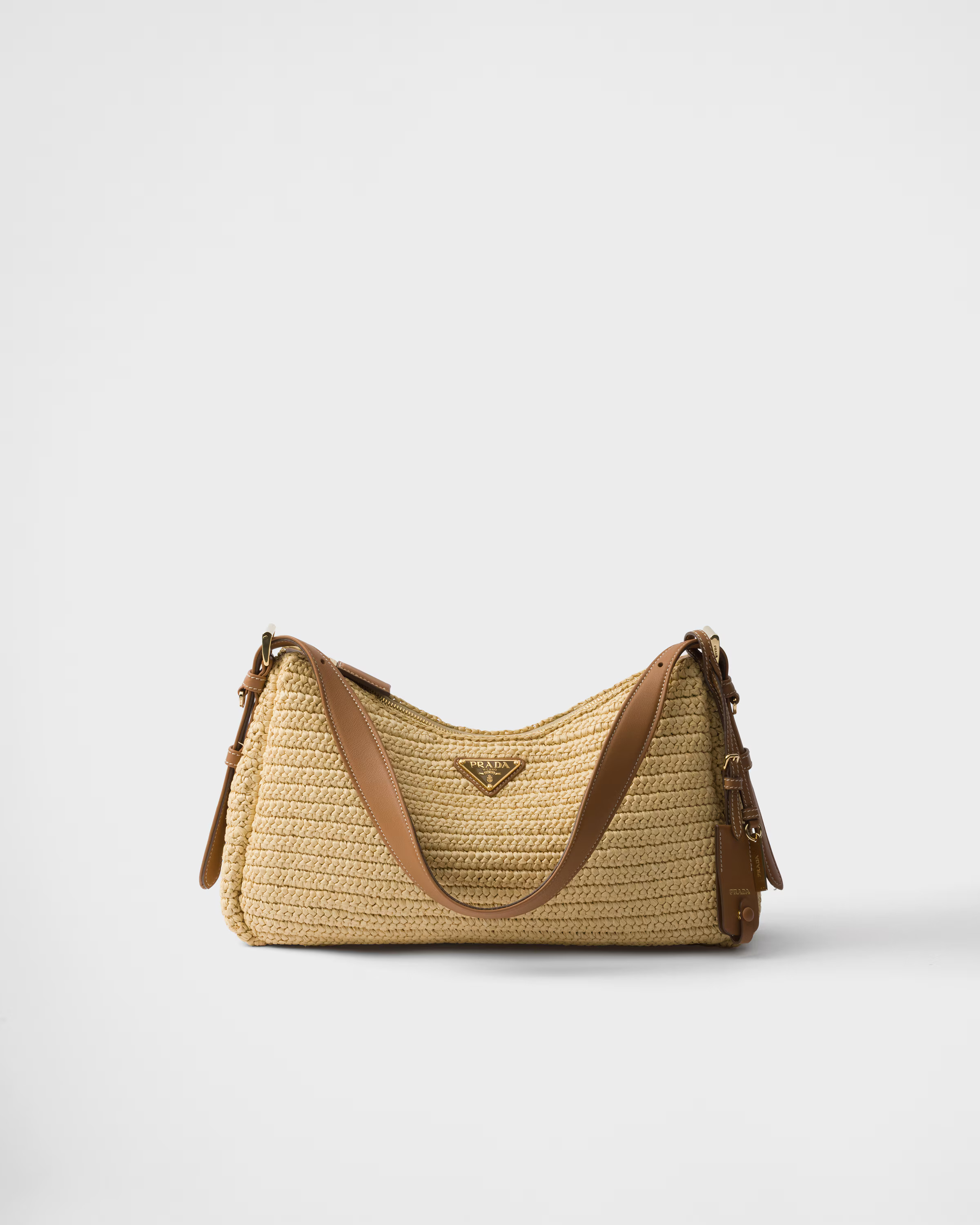 Prada Aimée large crochet and leather bag | Prada US