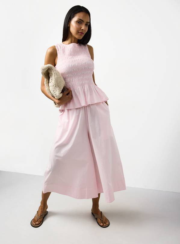 Buy Pink Wide Leg Poplin Palazzo Trousers 10 | Trousers | Tu | Tu Clothing