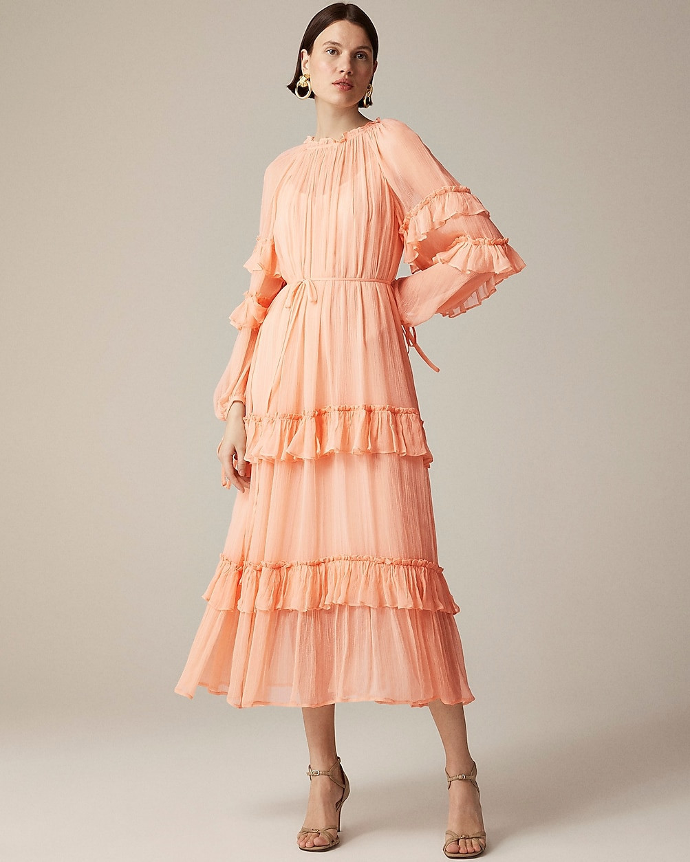 Tiered ruffle dress in chiffon | J. Crew US