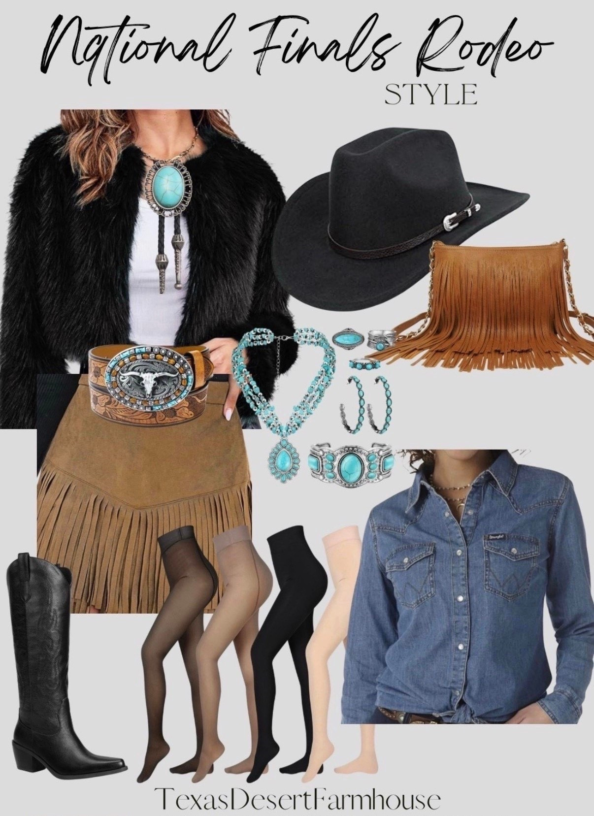 National Finals Rodeo in Las Vegas may be over, but these styles are still hot. 

#vegas #nfr #nfrstyle #nfrfashion #rodeo #rodeostyle #nfrrodeo #nationalfinalsrodeo #fringeskirt #cowboyhat #cowboyboots #cowgirlstyle #cowgirloutfit #denimshirt #fleeceleggings #turquoisejewelry

CUPSHE Women Fringe Skirts Western Cowgirl Terra Cotta High Waist Mini Skirt Suede Tassel Short Counrty Concert

Women Western Cowboy Belt - PU Leather Longhorn Bull Turquoise Embossed Buckle Belt for Jeans Pants Dresses
Ekouaer Long Sleeve Shirts for Women 3 Pack Scoop Neck Fitted Tops Thermal Undershirt Stretch Base Layer Soft Tee XS-XXL
Bellivera Womens Faux Fur Leather Jacket Fleece Cropped Warm Fluffy Coat Soft Zip Outerwear
Danedvi Women's Fashion Cropped Faux Fur Jacket Long Sleeve Open Front Cardigan Casual Fluffy Parka Shaggy Short Coat
GelConnie Native American Bolo Tie Rodeo Cowboy Leather Necktie Western Necklace Costume Accessories for Men,Women
Western Cowboy Hat for Men Women Classic Roll Up Fedora Hat with Buckle Belt(Size:S-M)
Solene Fringe Crossbody Shoulder Bag with Strap, Tassel Messenger bag, Country Style Western Fringe Purse for Women
Wrangler Women's Denim Snap Shirt


#LTKFindsUnder50 #LTKValentine

#LTKU #LTKootd #LTKgrwm