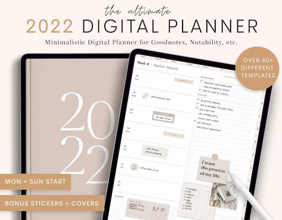 2022 Portrait Digital Planner Dated Digital Planner for | Etsy | Etsy (US)
