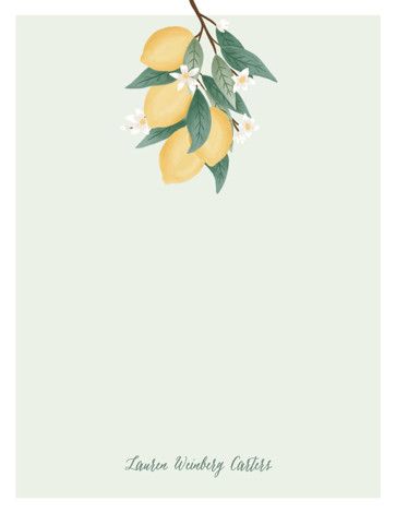 "Citrus" - Customizable Personalized Stationery in Green by Juliana Zimmermann. | Minted