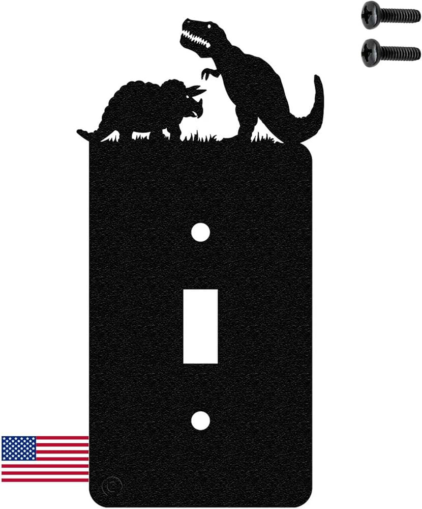 American Steel Light Switch Cover Plate, Dinosaur Decor Outlet Cover, Tyrannosaurus & Triceratops... | Amazon (US)