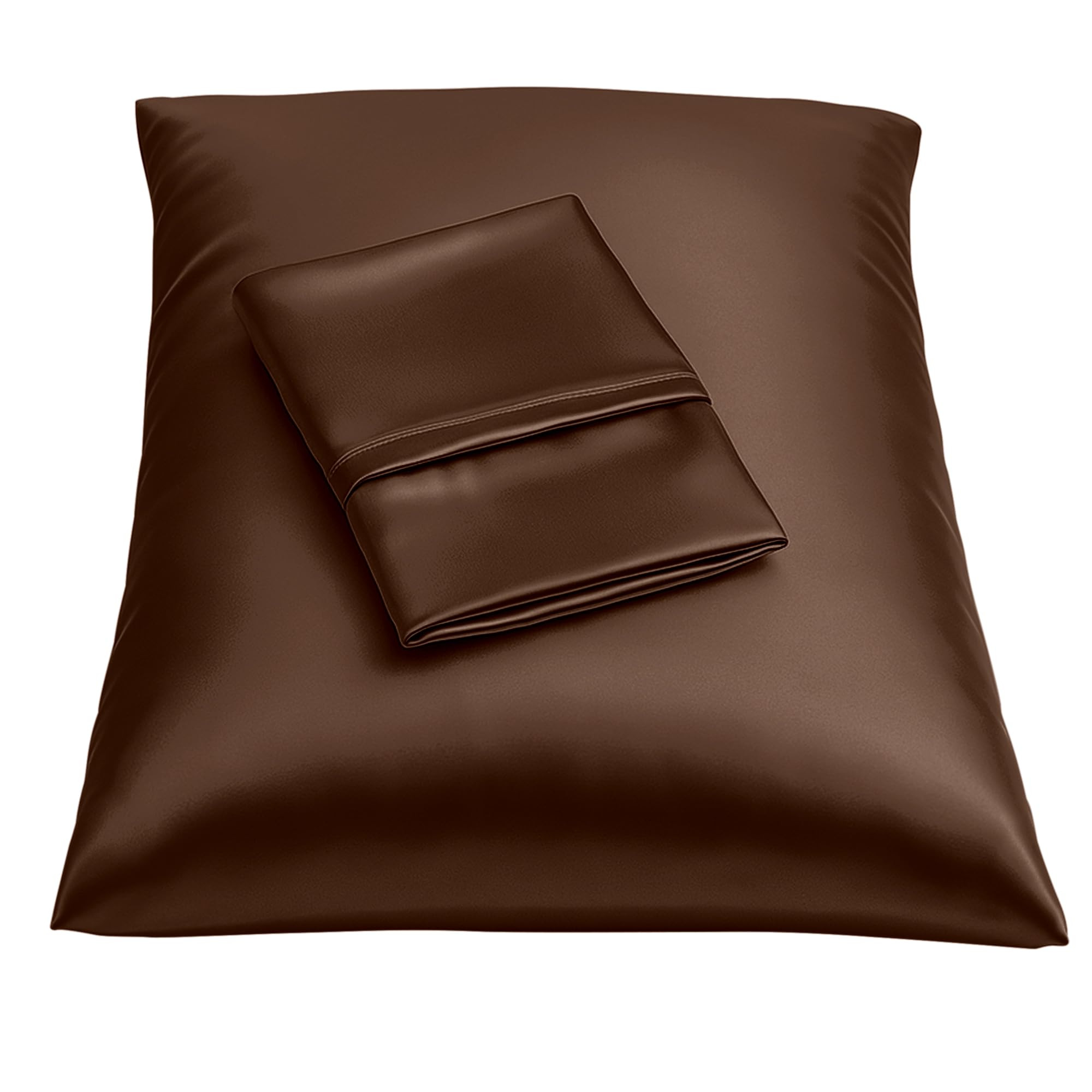 Brown Satin Pillowcase with Zipper, for Hair and Skin Care, Feels Soft and Cool Like a Silk Pillo... | Amazon (US)