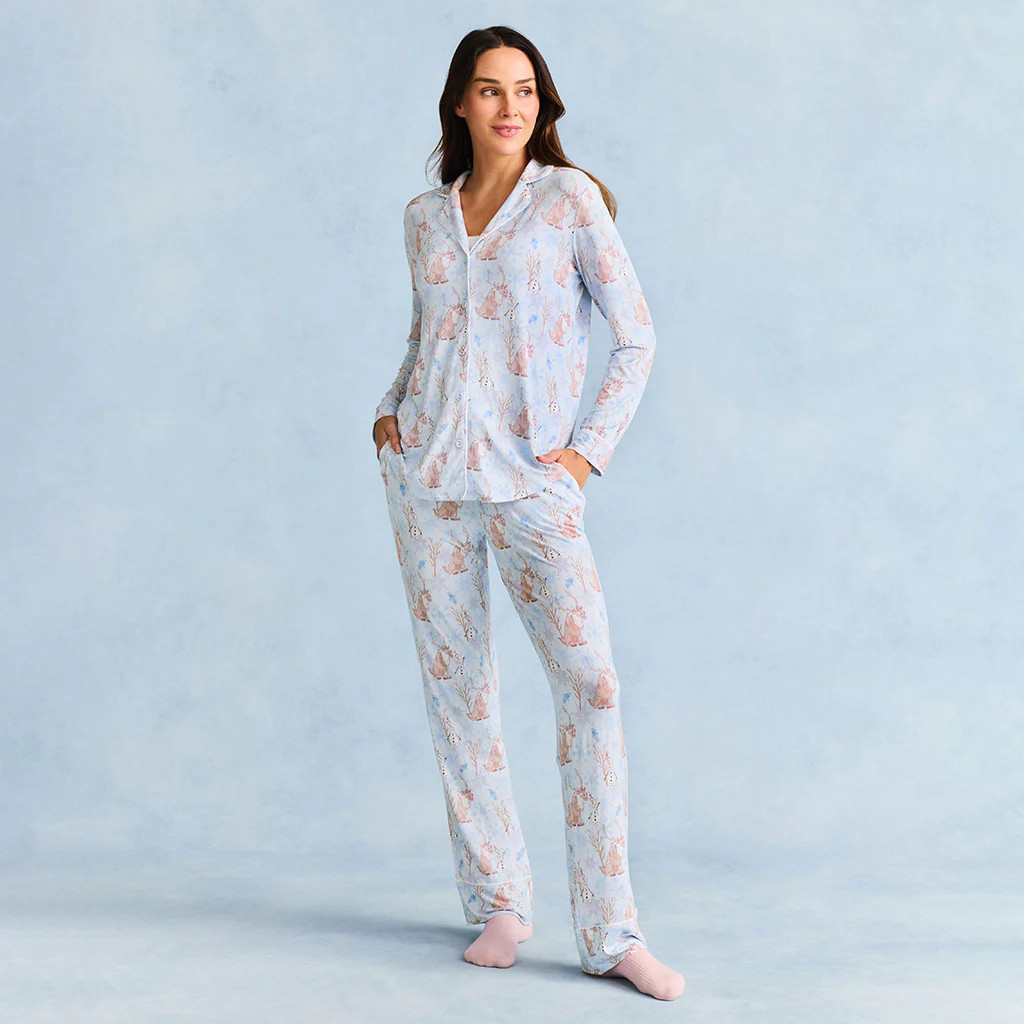 Blue Long Sleeve Disney Olaf & Sven Women's Luxe Pajama Pant Set | Posh Peanut\u00ae | Posh Peanut