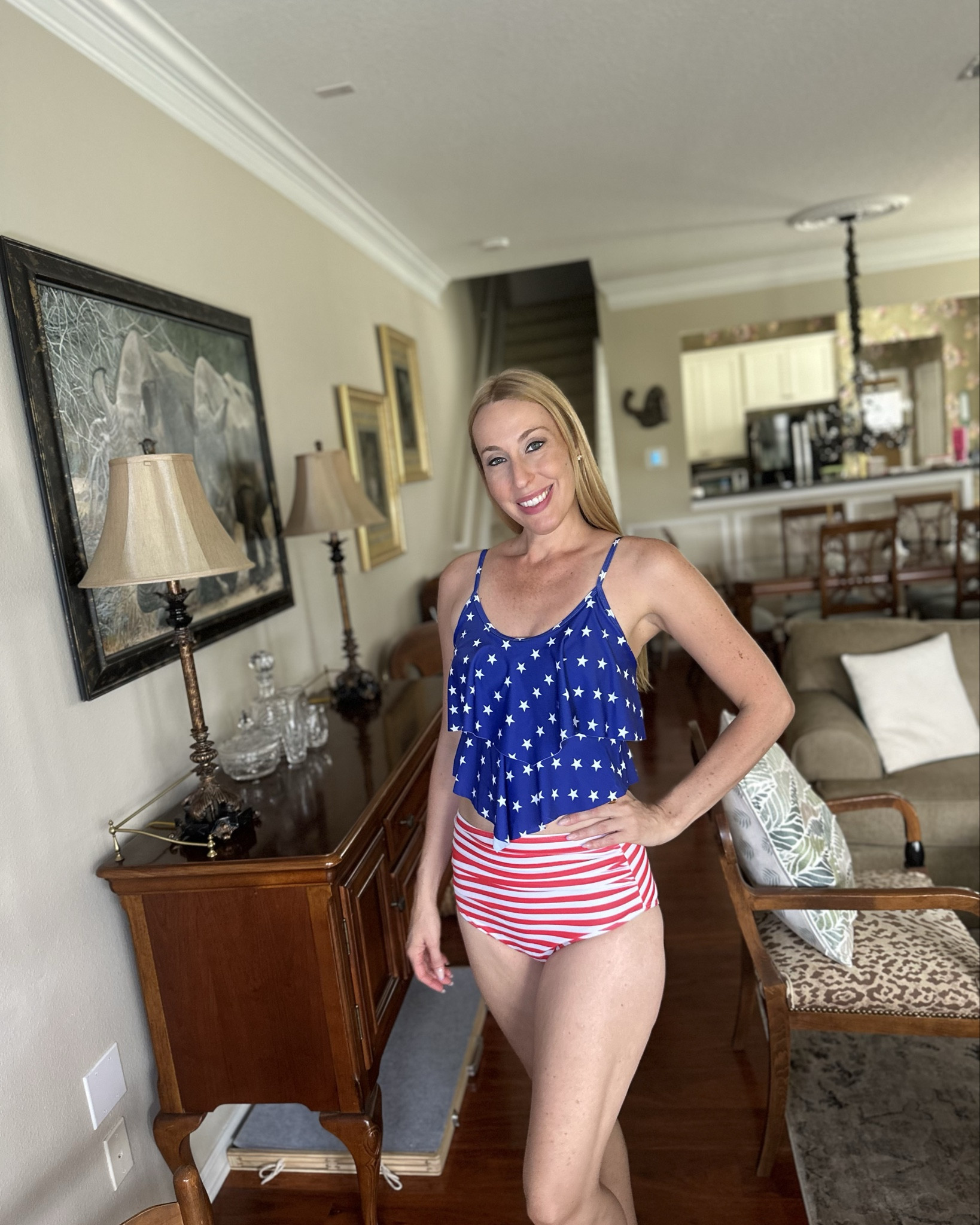 Gearing up for the 4th of July 
❤️it’s time to get your patriot pride on with this fun tankini 
❤️love the coverage it has to offer
❤️ I am wearing size small, fits true to size, I am 5’10”

#LTKSummerEdit #LTKSwim #LTKFindsUnder50