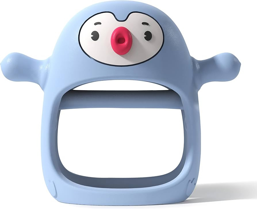 Smily Mia Teething Toys for Babies 0-6 Months, Silicone Never-Drop Penguin Teethers for Babies, Hand | Amazon (US)