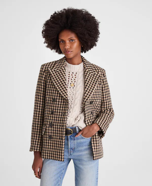 Double-Breasted Boxy Coat in Houndstooth | Madewell
