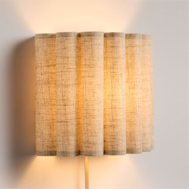 Emme Pleated Linen Plug-In Wall Sconce + Reviews | Crate & Kids | Crate & Barrel