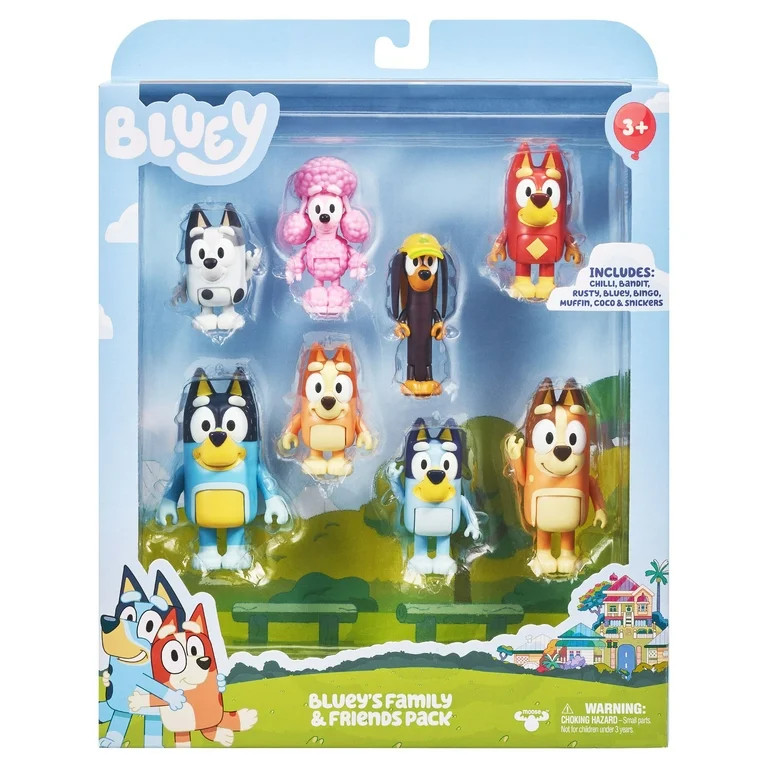 Bluey Family and Friends Figure 8-pack, 2.5-3 inch Action Figures, Ages 3+ | Walmart (US)