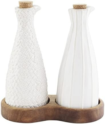 Mud Pie 40470004, Cream, Stoneware Oil and Vinegar Set, 7 1/2" x 3" | Amazon (US)