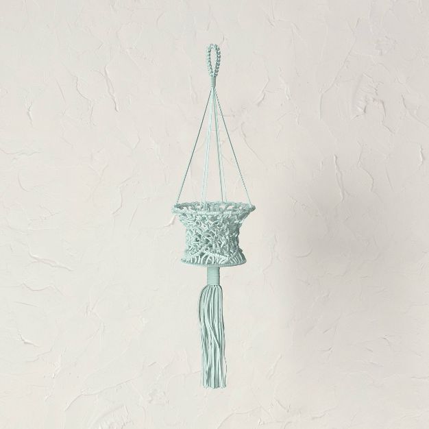 35" Hanging Macramé Basket Planter Holder Mint Green - Opalhouse™ designed with Jungalow™ | Target