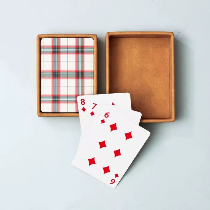 Holiday Plaid Playing Cards with Faux Leather Case - Hearth &#38; Hand&#8482; with Magnolia | Target