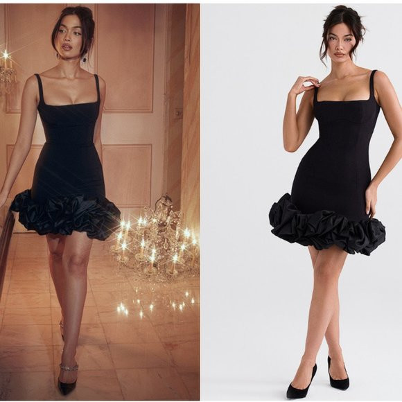 HOUSE OF CB 'Lilou' Black Ruffle Square Neck Minidress NWOT | Poshmark