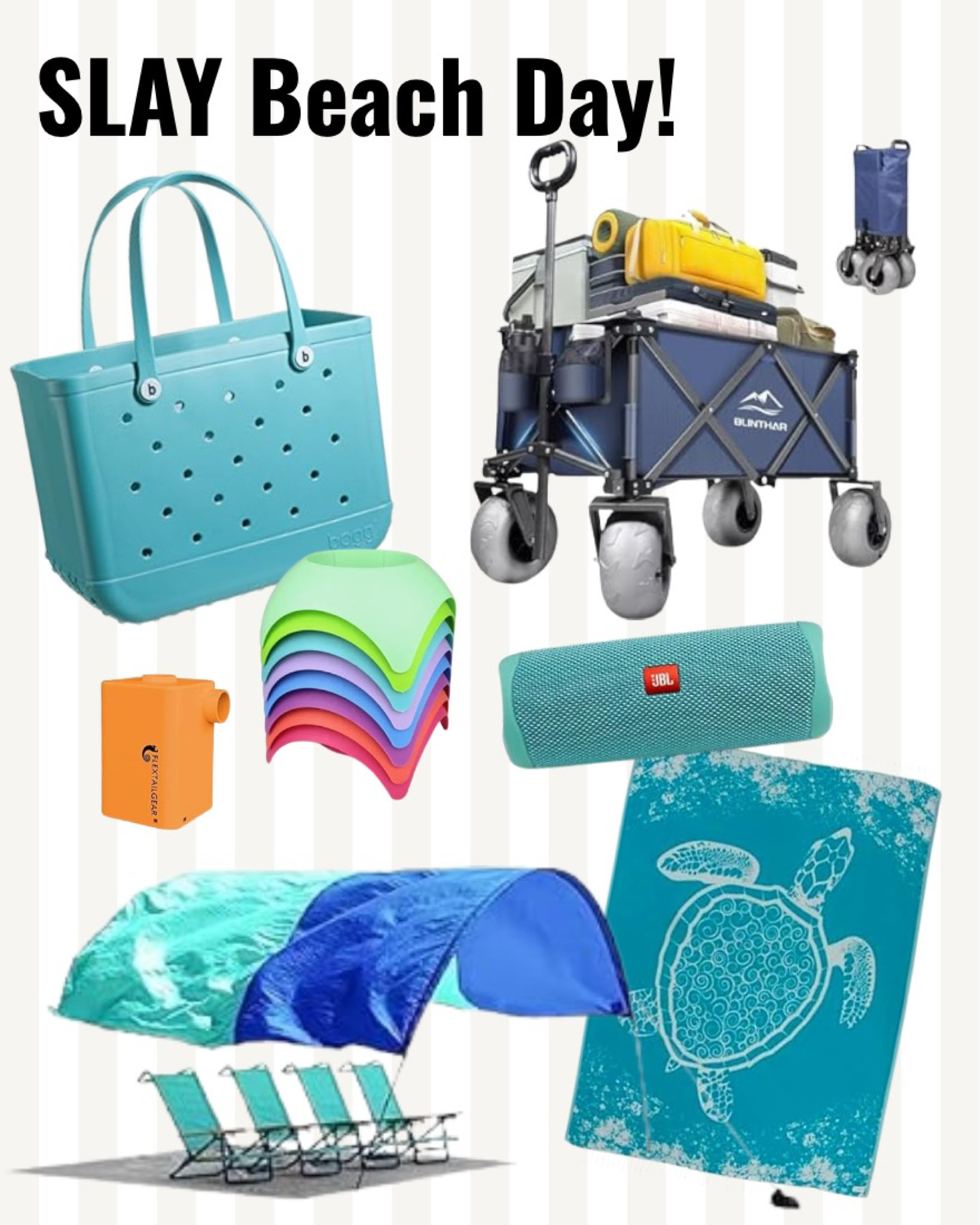 Going to the beach can be hard, I found that out when I moved to the coast, but these items right here can help! This wagon DBX can hold everything, the Shibumi shade sets up in minutes, and Sand Cloud blankets are sand and water resistant. If you have floats, this Flextail cordless pump is a MUST; it will inflate and deflate ON THE BEACH making transport easy. One of my favorite finds are the beach coasters - they’re perfect for putting a can or bottle of water in so sand doesn’t stick to it, but they also work as bowls for our dog for food and water and they don’t tip over easily  

#LTKSwim #LTKActive #LTKTravel
