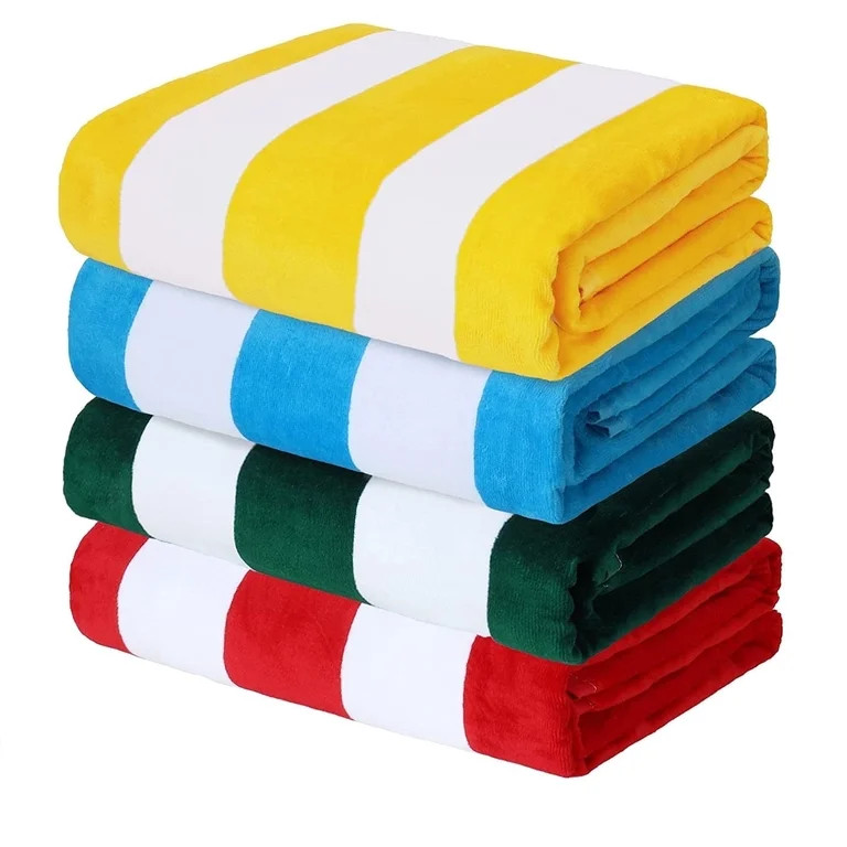 Exclusivo Mezcla 4-Pack Cotton Oversized 35"x70" Cabana Stripe Beach Towels, Super Absorbent Soft... | Walmart (US)