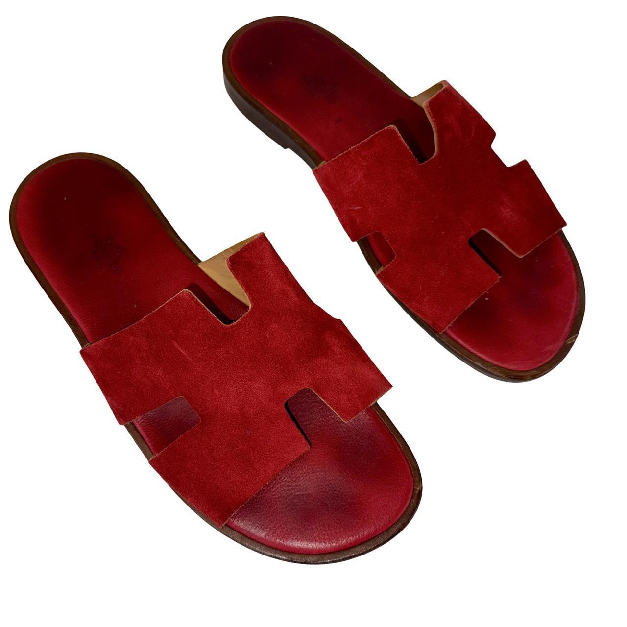 Hermes Men's Sandals - Burgundy - US 10.5 | Depop US