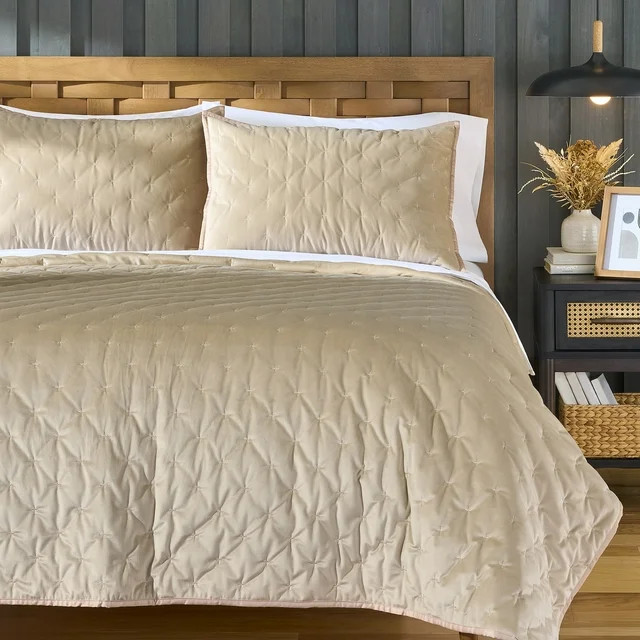 Better Homes & Gardens Embroidered Velvet Quilt, King, Tan, All Ages Groups - Walmart.com | Walmart (US)
