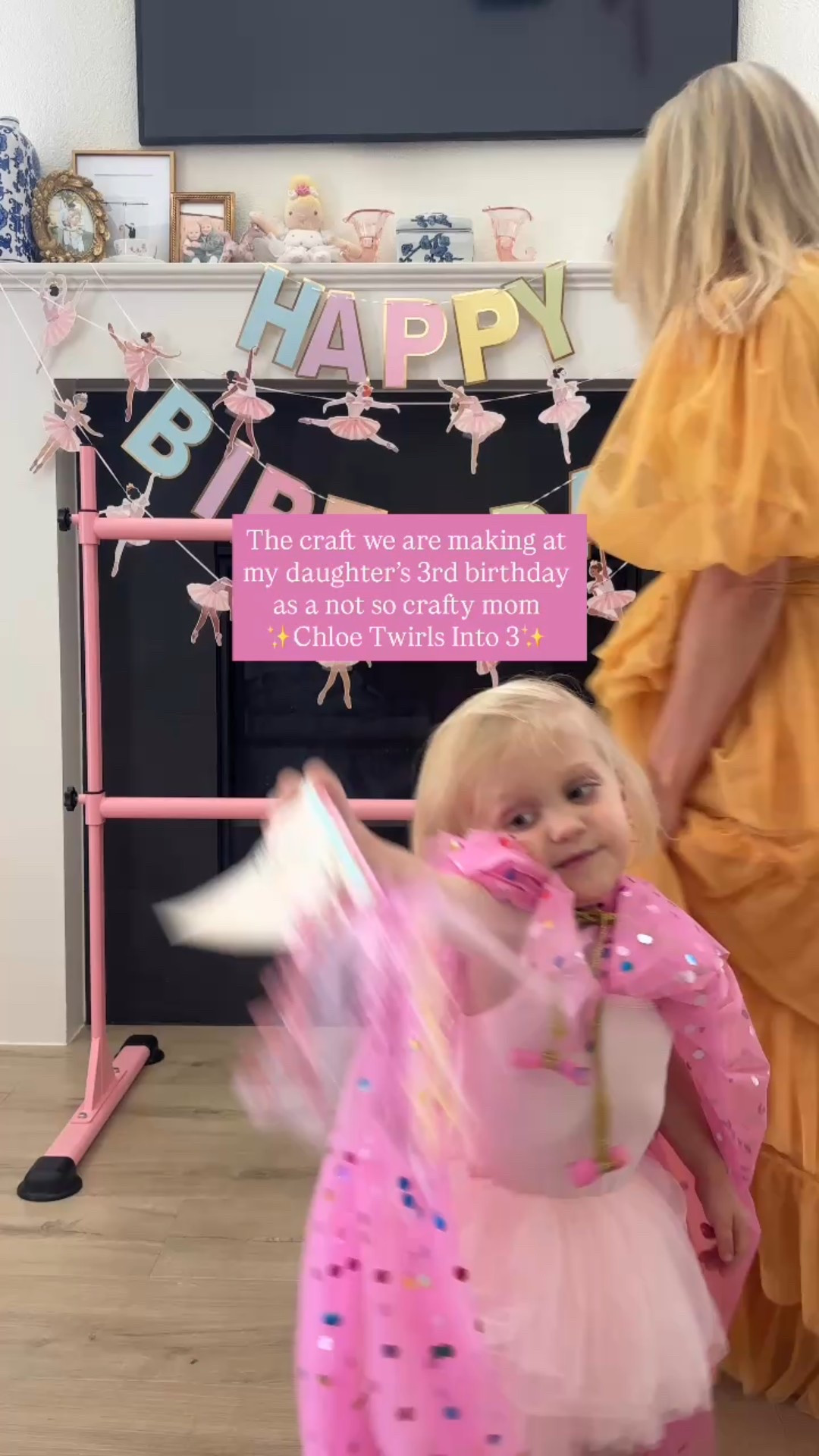 Chloe TWIRLS into 3! And we are making magical ballerina wands for it. 

Y’all, this entire ballet theme is so cute and I linked everything for you! For the craft, go to your local hobby lobby and grab the 2 yard scrap bundles! $5 each and you get SO MUCH. 🩰✨ 