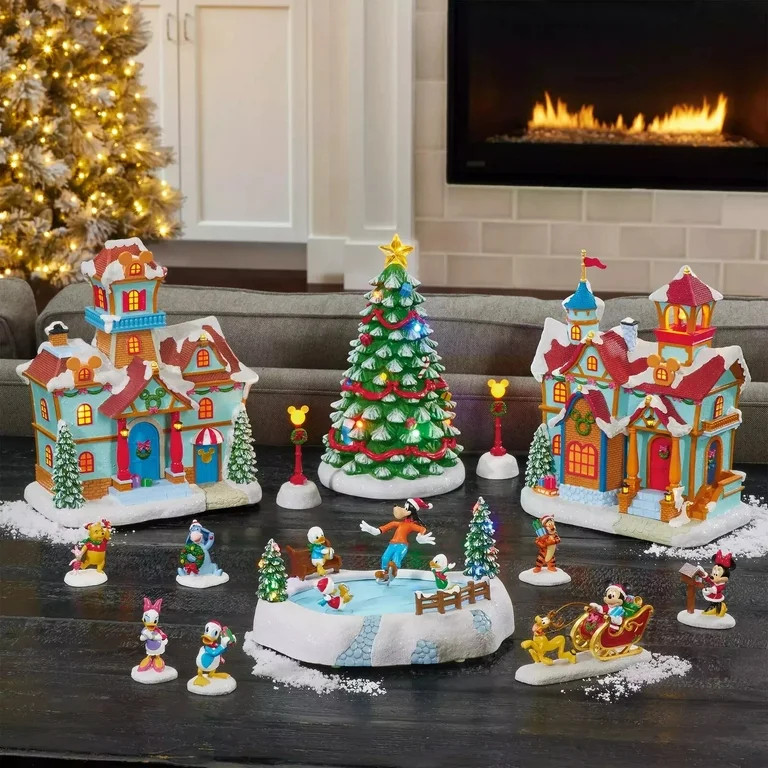 Disney Holiday Village 13-piece Christmas Set With Santa, Micky and Minnie Mouse | Walmart (US)