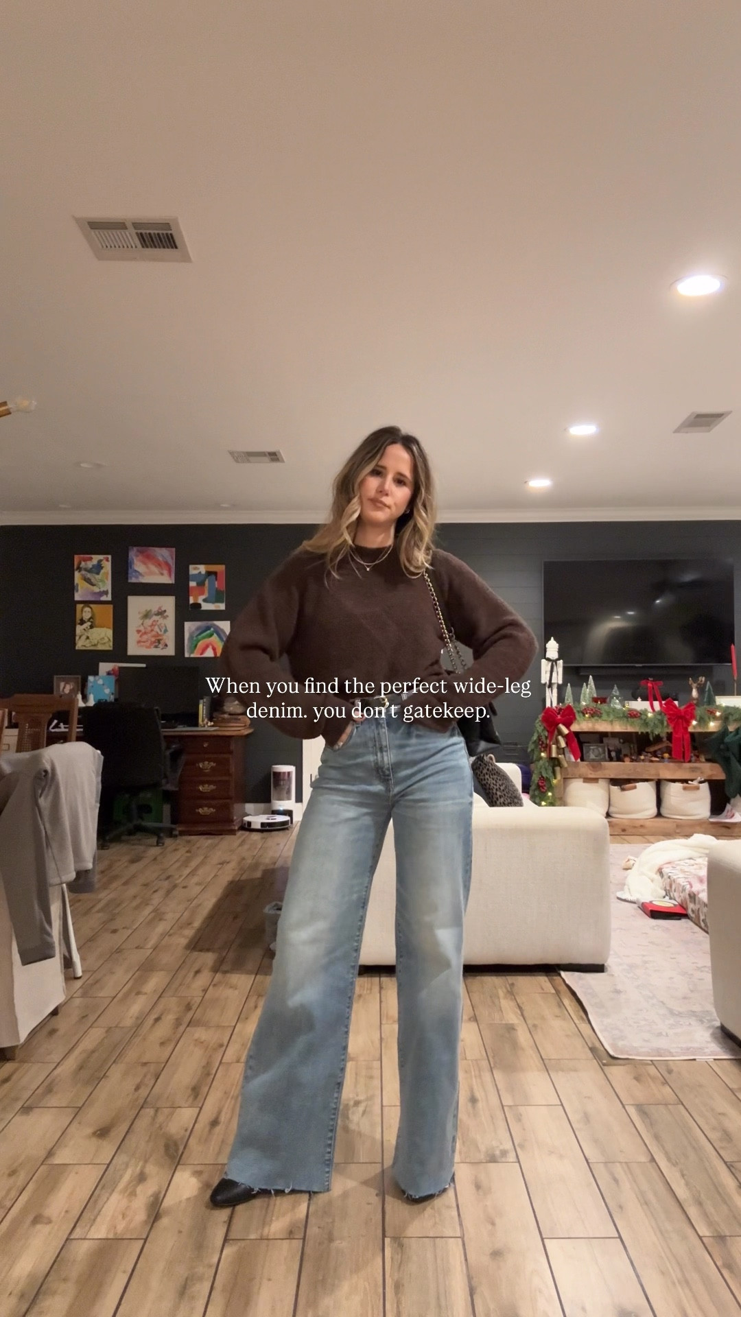 Women’s wide leg denim - runs TTS. Plenty of stretch 

5’4” //120ib // 32C 
Wearing size 24 

#wideleg #denim #musthaves #denimjeans #jeans #wide #womens #affordable #sweater 

#LTKSaleAlert #LTKCyberWeek #LTKootd