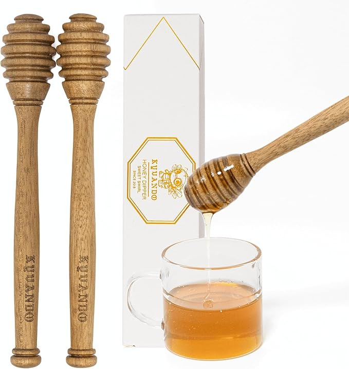 Brazilian Cherry Wood Honey Dipper - Durable & Warp-Resistant, Preserves Honey Purity, 2pcs, 6.3 ... | Amazon (US)
