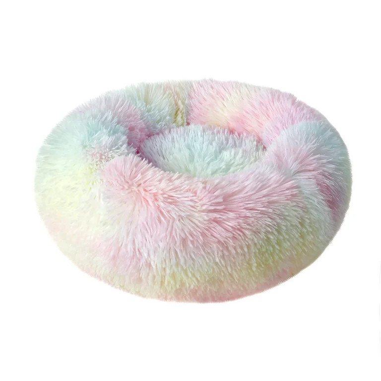 Round Plush Pet Bed for Dogs & Cats,Fluffy Soft Warm Calming Bed Sleeping Kennel Nest | Walmart (US)