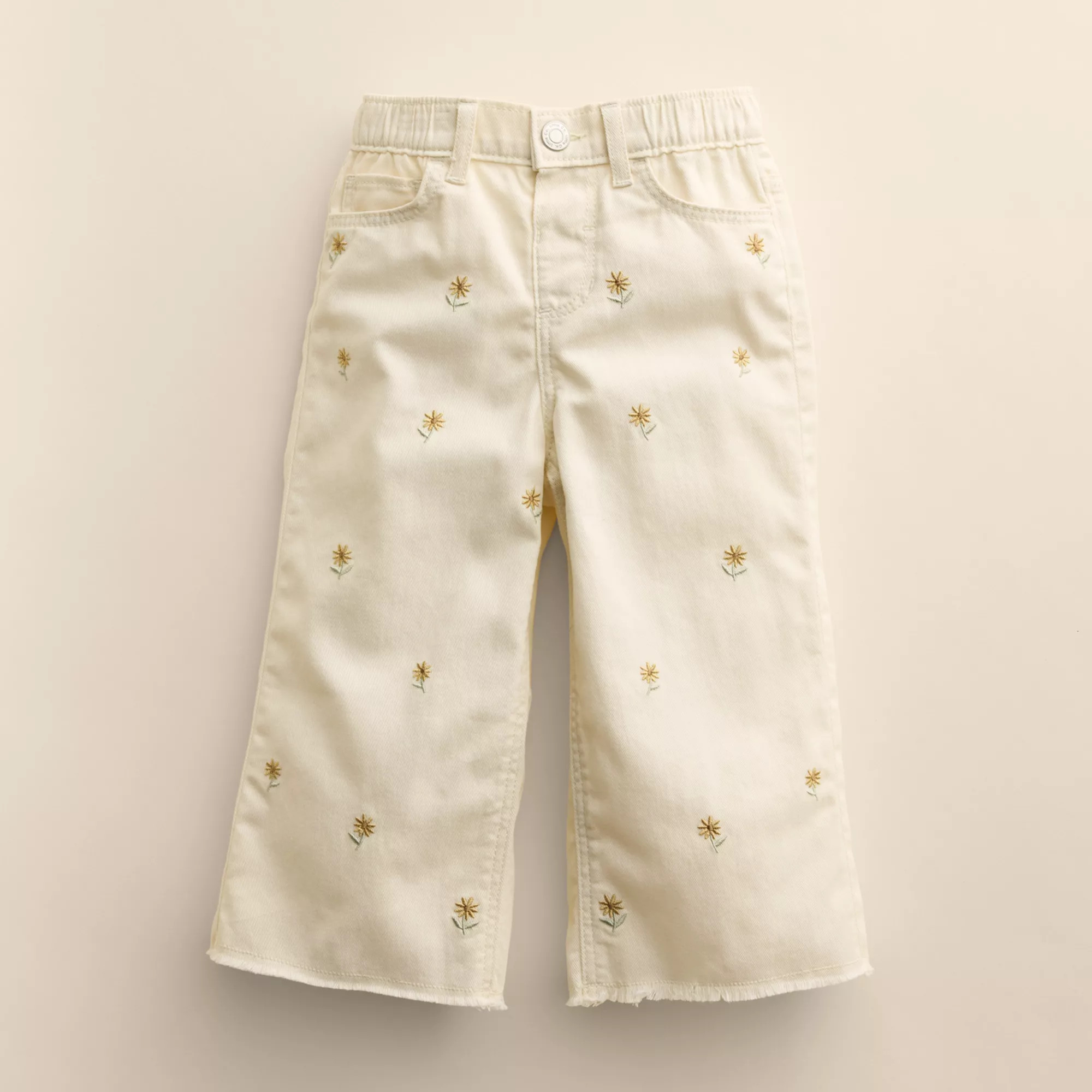 Baby & Toddler Girl Little Co. by Lauren Conrad Organic Wide Leg Embroidered Jeans | Kohl's