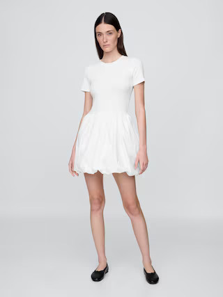Modern Mixed Media Bubble Mini Dress | Gap (US)