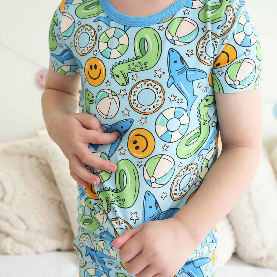 Floatie Friends Two Piece Pajama Set | Blue | Caden Lane