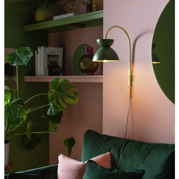 Habitat Dasni Wall Light - Green & Brass | Habitat UK