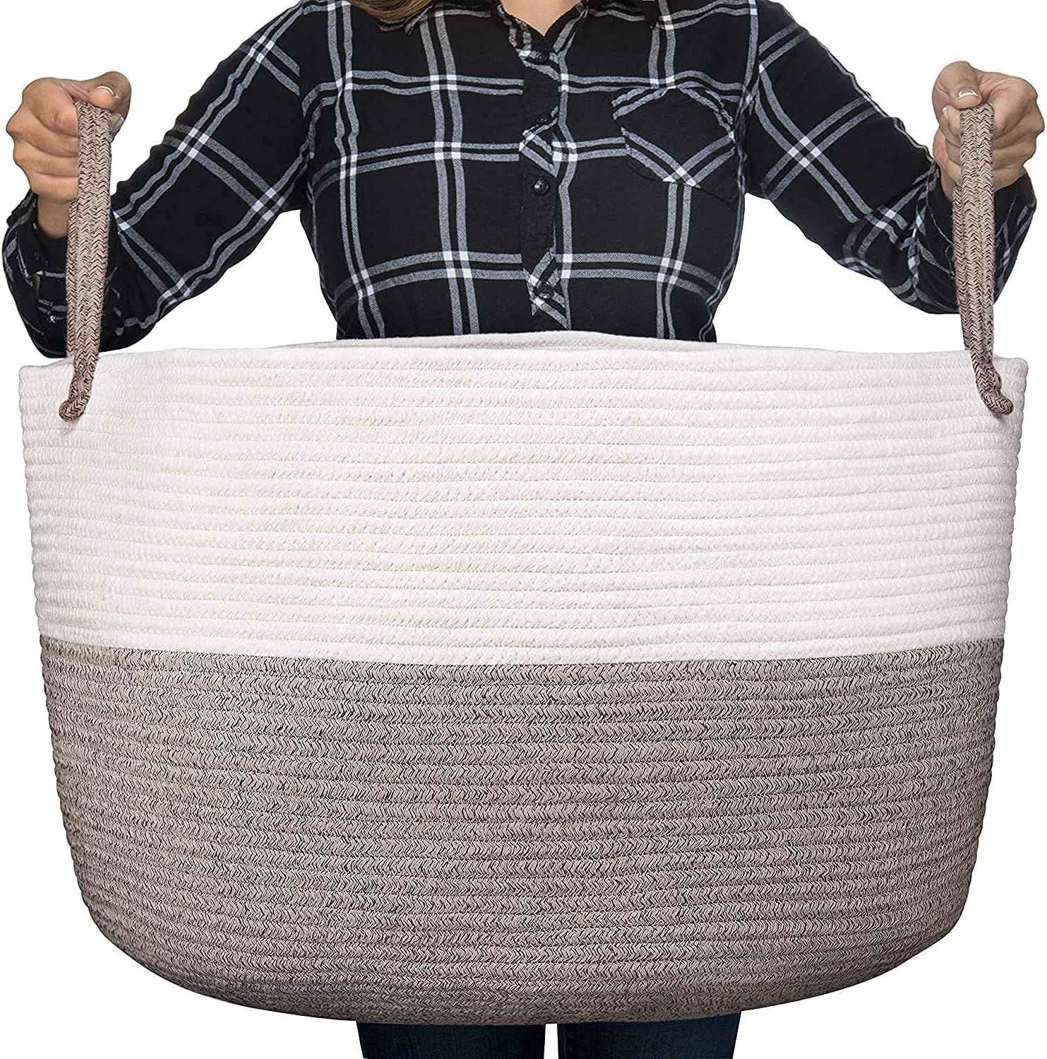 Luxury Little XXXL Nursery Storage Basket :: 100% Cotton Rope Hamper with Handles :: Sturdy Baby ... | Amazon (US)