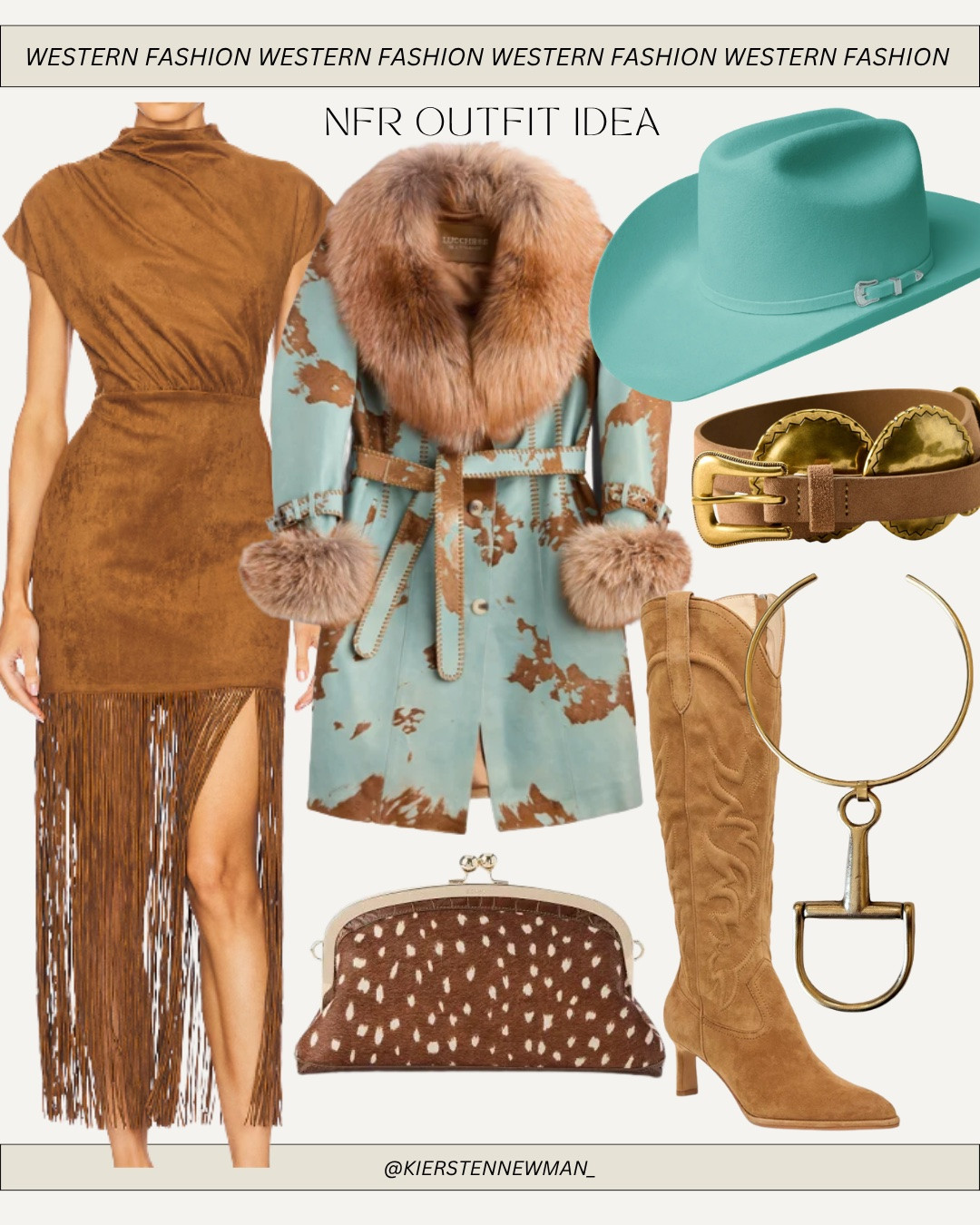 NFR OUTFIT IDEA - fringe dress - going out - Vegas - Christmas party dress - wedding guest dress - western chic - high heel  cowgirl boots - cowboy boots - cowgirl felt hat - cowboy felt hat - Turquoise jewelry - fringe bag - rodeo - PBR - national finals rodeo - country concert outfit - Ella Langley outfit idea fur coat - fawn print bag - horse bit necklace 

#LTKgrwm #LTKootd

#LTKdayinmylife #LTKSeasonal #LTKWedding