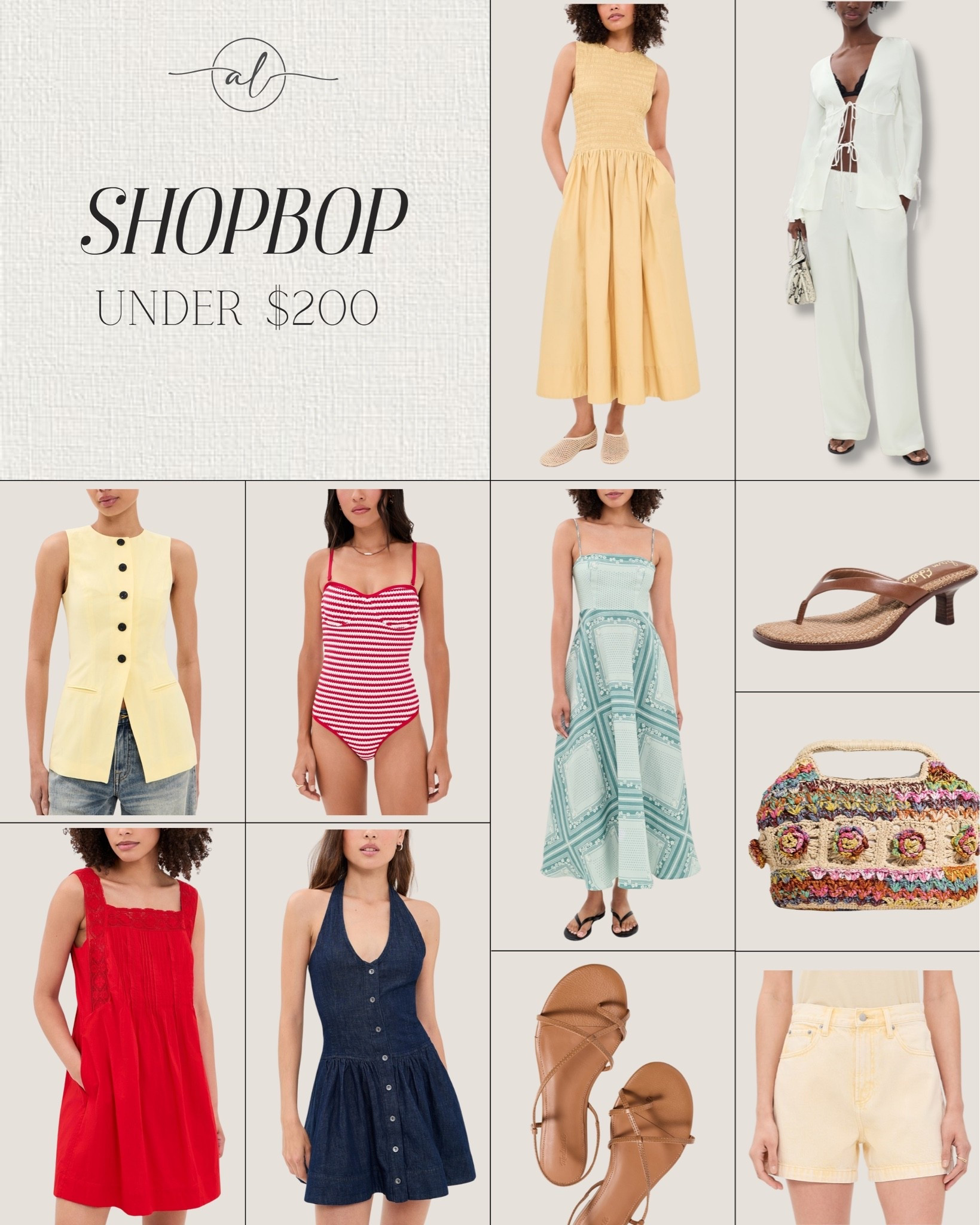 Shopbop new arrivals under $200
Dresses, tops, swimsuits, shorts, bags, shoes…

#LTKU #LTKootd #LTKSeasonal