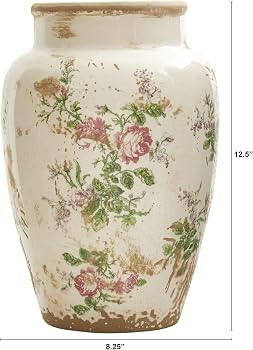 Nearly Natural 12.5in. Tuscan Ceramic Floral Print Vase | Amazon (US)