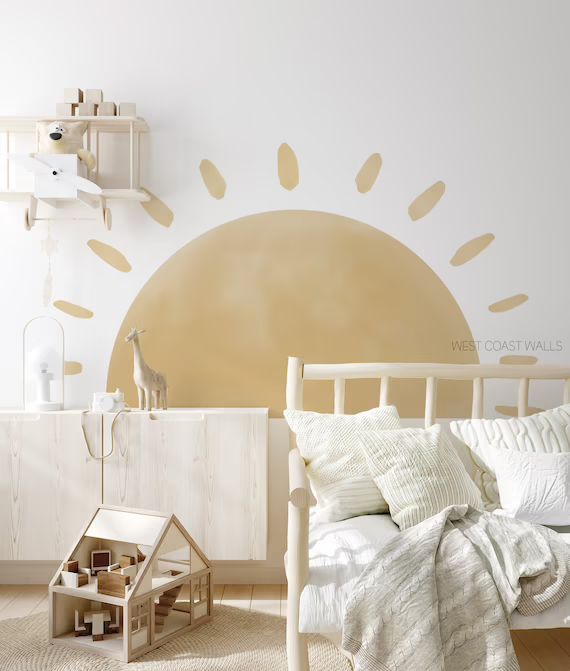 Large Sun Removable Wall Decal / Oversized Sun Decal / Watercolor Sun Decal / Sun Nursery Decor /... | Etsy (US)