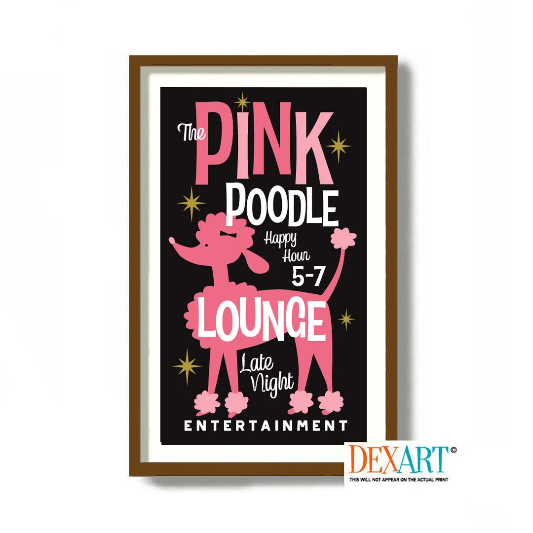 Poodle Art Print for Home Bar, Womans Bedroom Decor, Dog Lover Gift, Mid Century Modern Wall Art,... | Etsy (US)