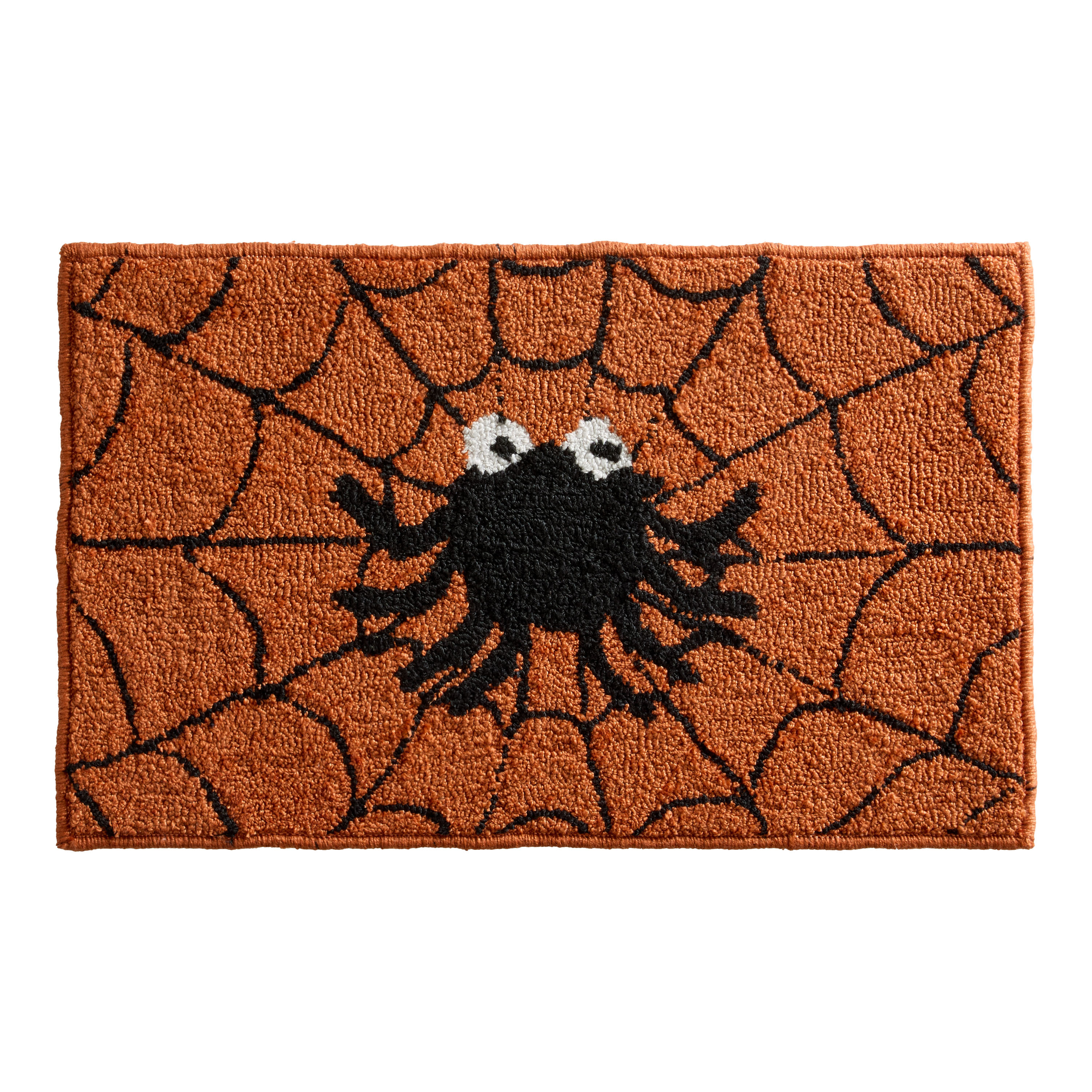Orange and Black Spider Hand Hooked Indoor Outdoor Rug | World Market
