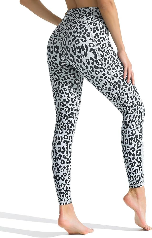FITTIN Leopard Printed Yoga Leggings for Women with Pocket - Ankle Length Pants for Running Sport... | Amazon (US)