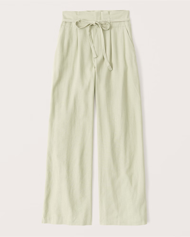 Linen Tailored Wide Leg Pants | Abercrombie & Fitch (US)