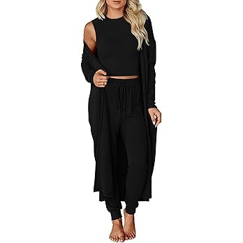 KIRUNDO 3 Piece Lounge Sets for Women Airport Travel Vacation Outfits 2025 Fall Cardigan Matching... | Amazon (US)