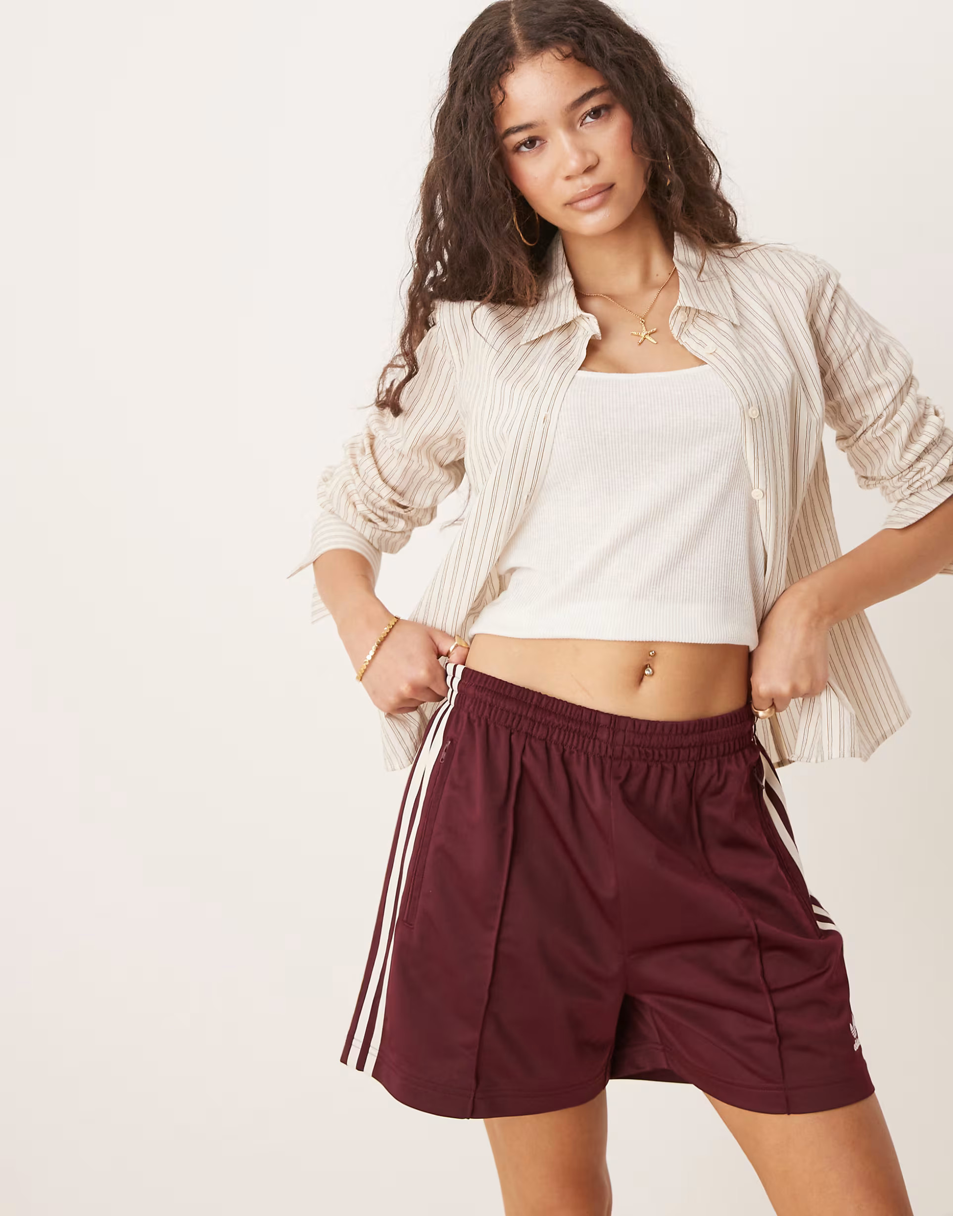 adidas Originals Firebird shorts in burgundy | ASOS (Global)