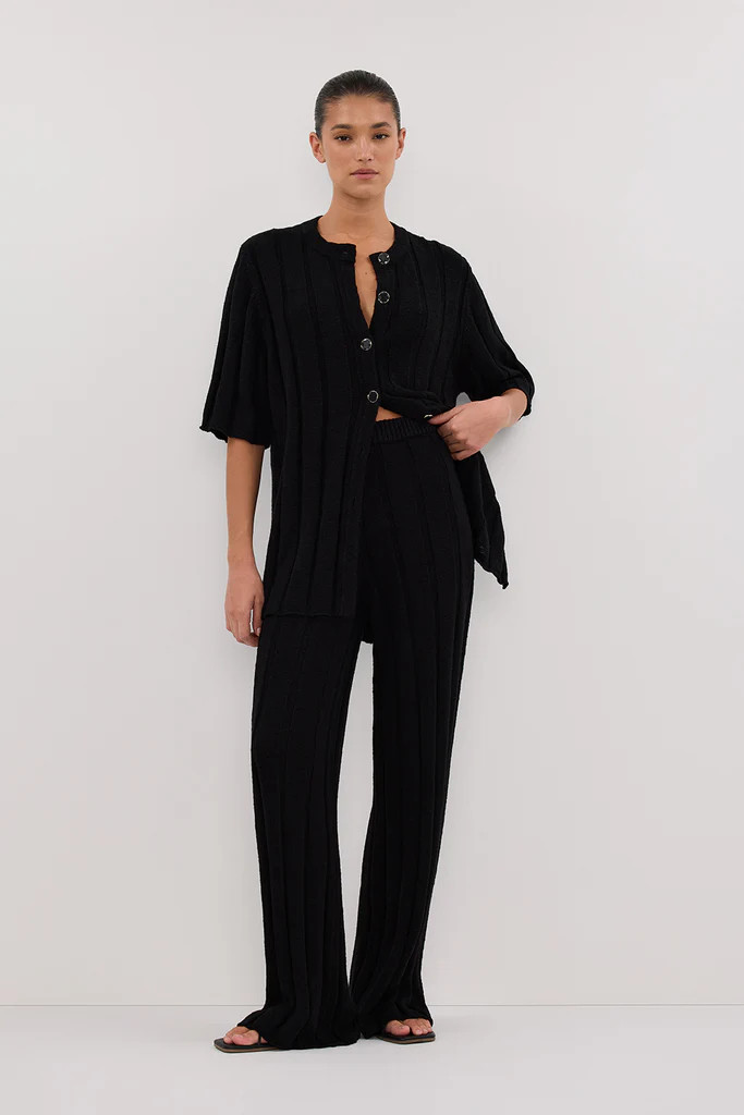 JAZZ BLACK WIDE LEG KNIT PANT | DISSH